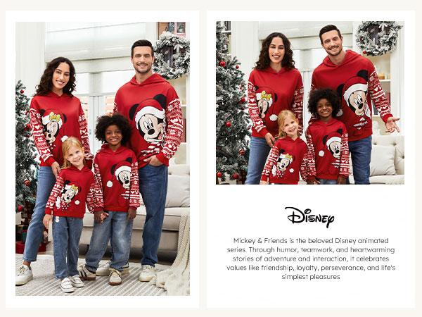 PatPat Disney Mickey & Stitch Family Matching  Hoodies Snow Pattern Long Sleeve Pullover Sweatshirts for Holiday Season Easter