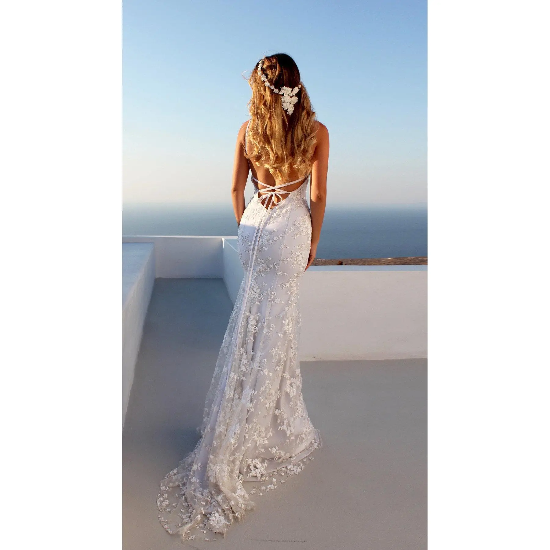 Women's Sexy Lace Sleeveless White Bridal Wedding Dress Ladies Gown Fashion Womenswear