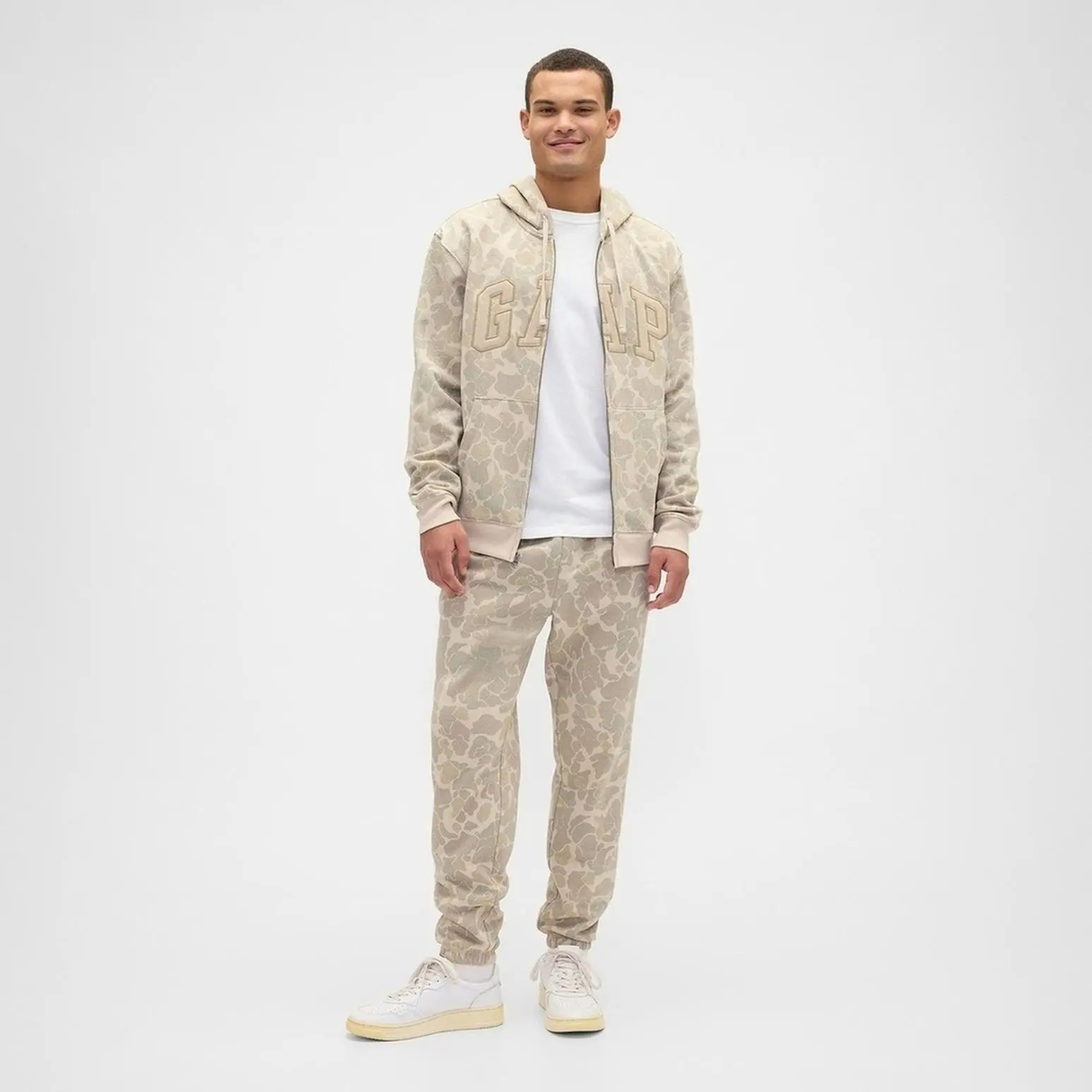 Men's Soft Brushed Fleece Full-Zip Hoodie, Gap Logo Print Sweatshirt