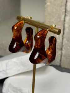 Bronze Beauty Abstract Hoop Earrings