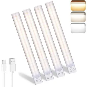 4Pack Under Cabinet Lights, Indoor Motion Sensor Lights, 3 Color Wireless Dimmable Rechargeable Magnetic Lights for Kitchen, Stair, Closet Nighttime essentials, perfect for those with night blindness.