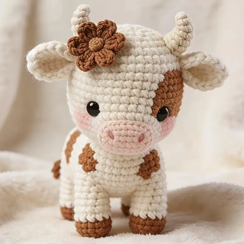 Cute Cow Crochet Kit for Intermediate Beginners, DIY Amigurumi Craft Set, Soft Yarn, Hooks, Tutorial, Perfect Gift for Adults, Handmade Crochet Gift, Crochet Items, Crochet Projects