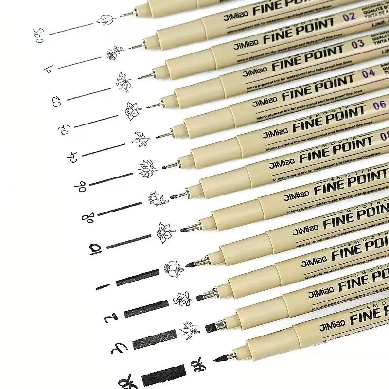 12pcs Hand-paint Needle Pen Set, Micro Fineliner Drawing Art Pen, Fineliner Pens, Doodle Drawing Pen, Art Supplies For Sketching Drawing Painting, Fine Tip Markers