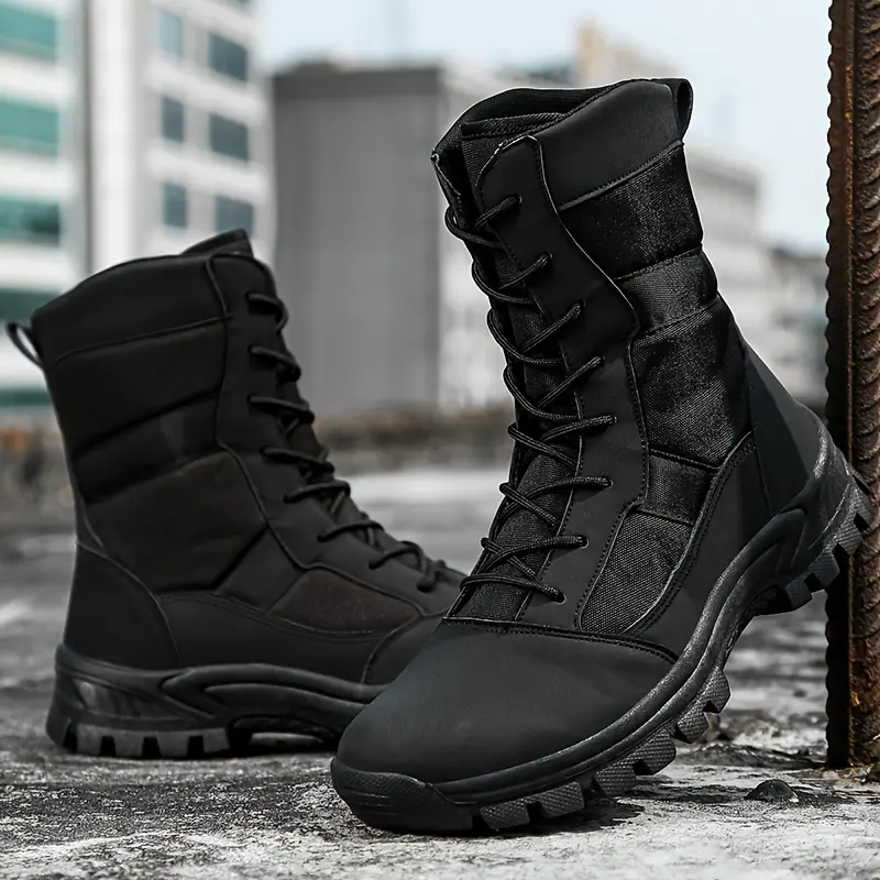 High Top All Season Tactical Boots Men Women Durable PU Upper Airy Fabric Inner Slip Resistant TPR Sole Round Military Hiking Combat Outdoor Sport 2026 agile running shoe urban activewear fitness walking stylish