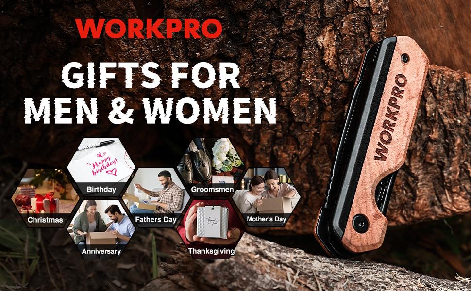#fathersdaygift WORKPRO 2-in-1 Folding Knife/Utility Knife - Gifts for Dad, Quick-Change Box Cutter with Belt Clip and Liner Lock, Extra 10 SK5 Blades Included