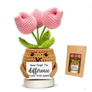 Tulip Crochet Flower-Never Forget The Different That You Make Inspirational Gift for Women Thank You Appreciation Positive Gift for Teacher Mom Friend Coworker