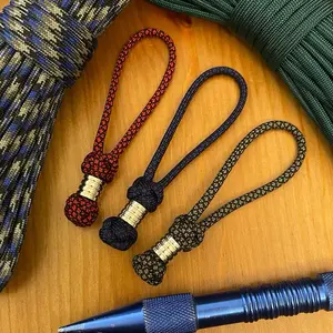 Paracord Knife Lanyard - Diamond Knot with Stainless Steel Silver Bead