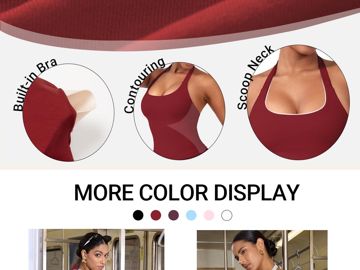 YEOREO SoftHue Women's Impact Halter Tank Top Longline Backless Scoop Neck Built-in Bra Sports Workout Gym Crop Top YEOREO SoftHue Women's Impact Halter Tank Top Longline Backless Scoop Neck Built-in Bra Sports Workout Gym Crop Top