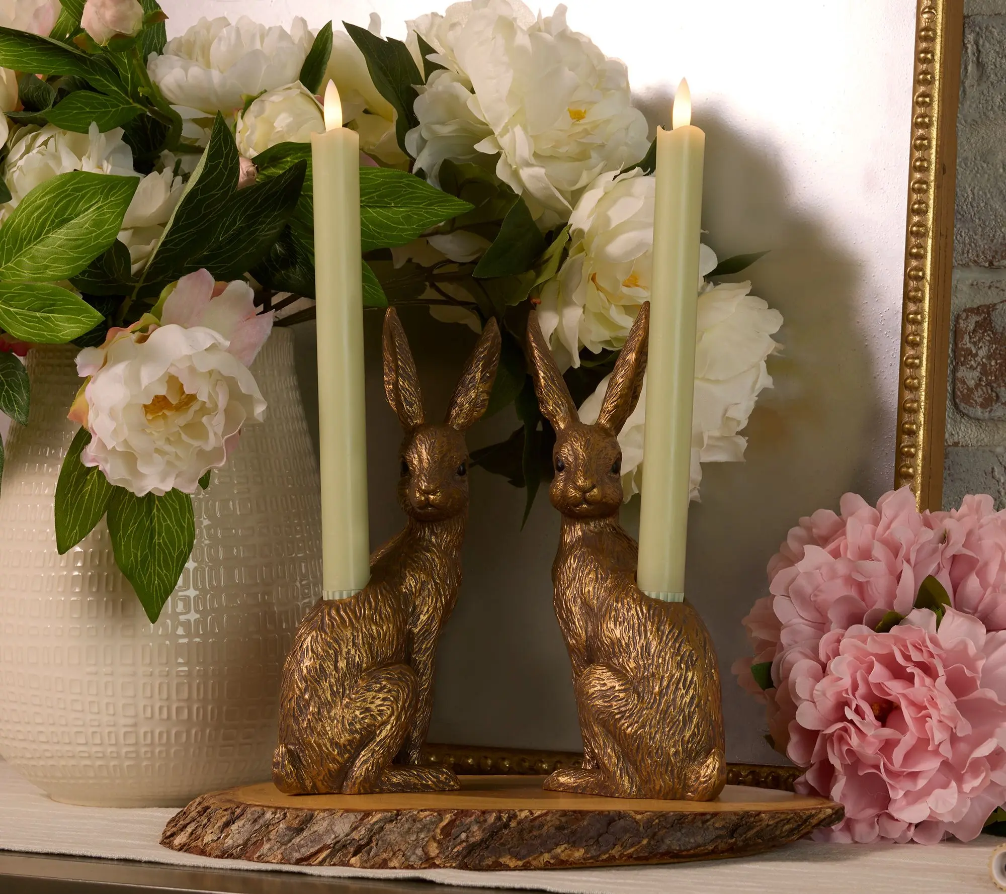 Home Reflections S/2 Figural Taper Holders with FlamelessCandle