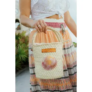 Nantucket Palm Shell Bucket Tote Citron