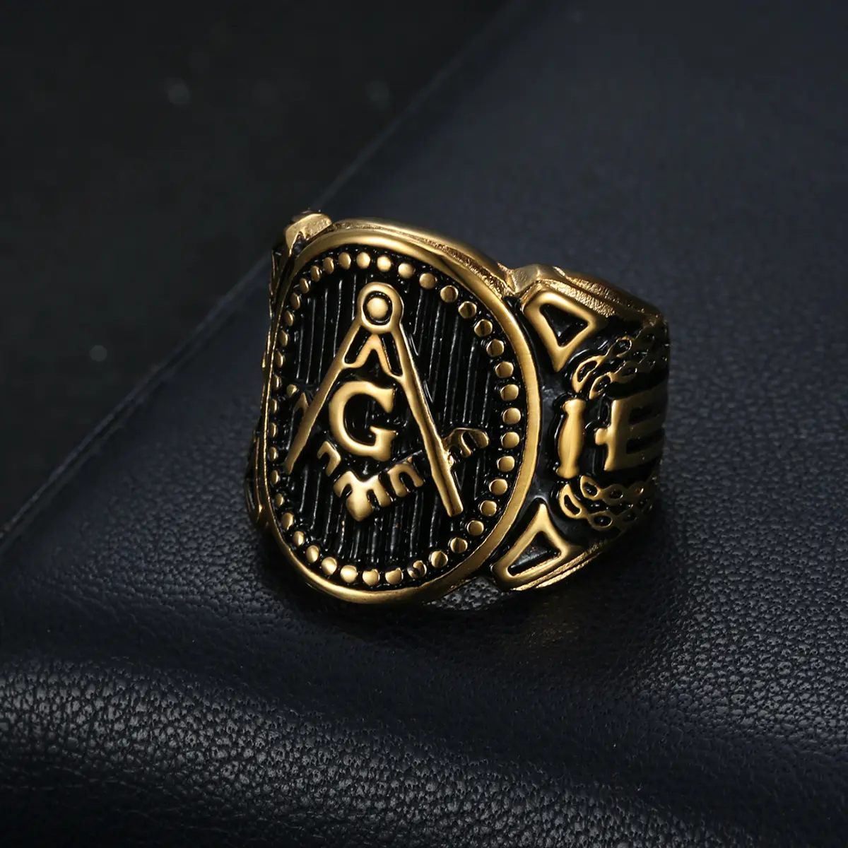 Men's Stainless Steel AG Letters Alphabet Design Ring - Punk Motorcycle Street Style, Male No Hip Hop Fashion Accessory, Silver Witchy Costume Jewelry