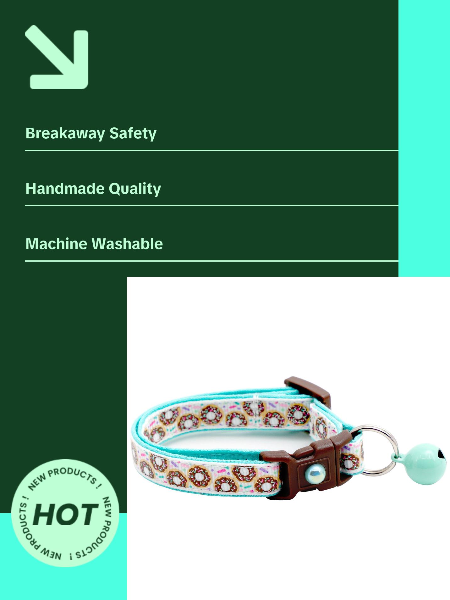 Sprinkle Doughnuts Breakaway Safety Cat Collar with Jingle Bell & Charm by Pugs2Persians Donut