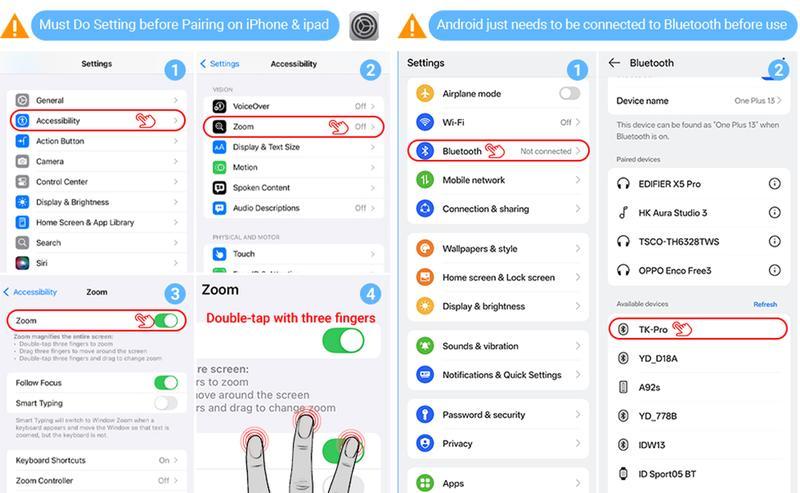 Remote Control for TikTok Scrolling, Wireless Page Turner & Selfie with Smartphone Holder Stand - Camera Video Recording Remote for iPhone, Android, Kindle App Purple Cellphone,Upgraded