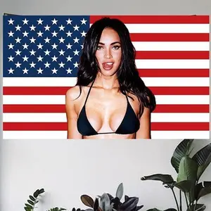 Megan Fox Print Fabric Backdrop Wall Tapestry - 3x5Ft with 4 Brass Grommets, Summerwins Home Decor for Bedroom Dorm Man Cave, Outdoor Banner, Backdrop Tapestry