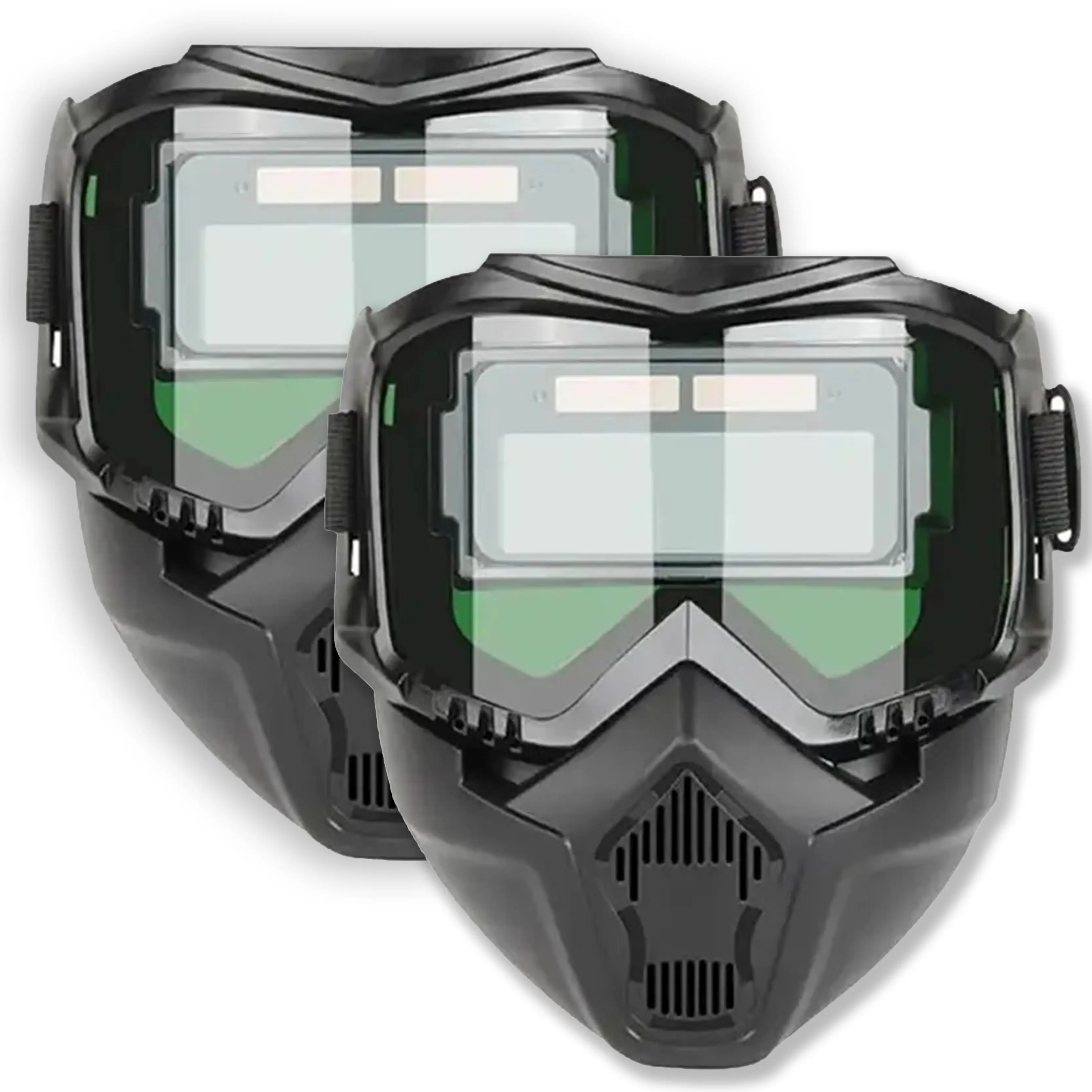 1pc Adult Auto-Darkening Welding Helmet with Auto-Dimming LCD Lenses & Reusable Industrial Gas Mask Set - Anti-Glare Shield for TIG Welding, Dustproof Respirator with Safety Goggles for Chemical Work