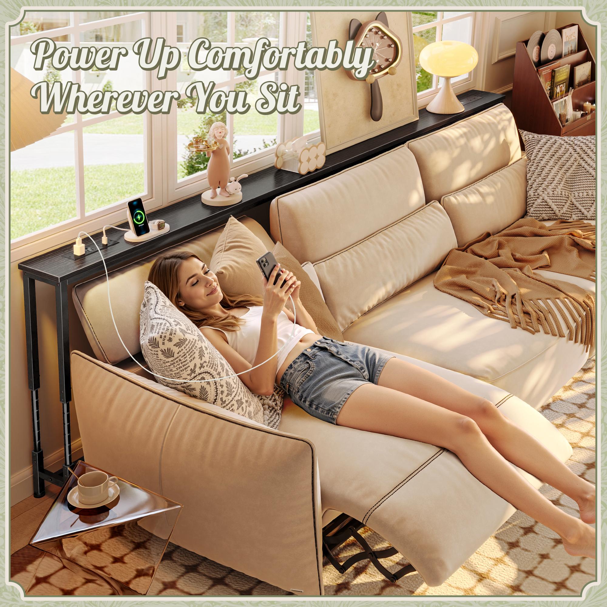 Huuger 102.4/110.2 Inch Sofa Table with Power Outlets, 23.9’’-34.4’’ Height Adjustable Range, Behind Couch Table with USB-C Ports, Sofa Tables Narrow Long, Skinny Console Table, Small Spaces Huuger 102.4/110.2 Inch Sofa Table with Power Outlets, 23.9’’-34.4’’ Height Adjustable Range, Behind Couch Table with USB-C Ports, Sofa Tables Narrow Long, Skinny Console Table, Small Spaces