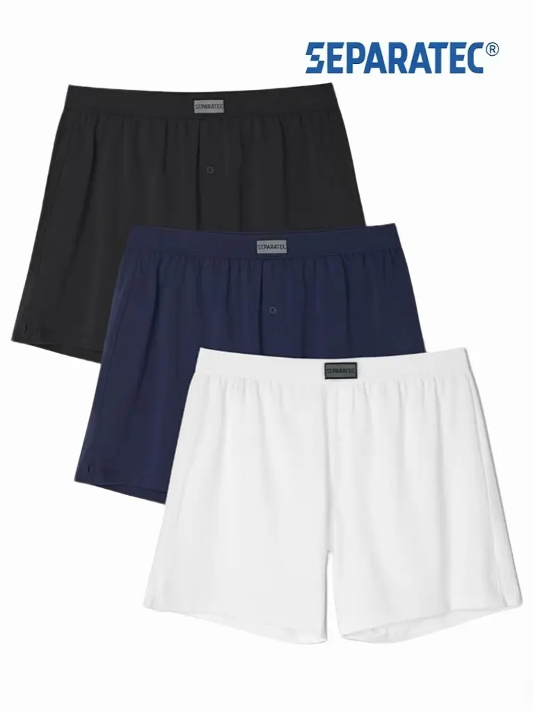 Separatec Men's Loose-Fit Combed Cotton Boxer Shorts, 3-Pack Plain Underwear with Breathable, Anti-Pilling, Chafe-Free, Lightweight Fabric