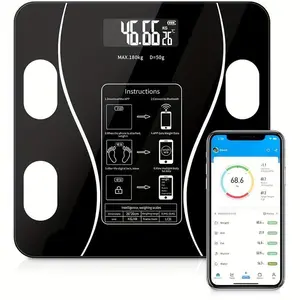 ECMIKK Smart Scale for Body Weight Black BMI & Body Fat Composition Bluetooth App Connectivity Accurate Digital Scale with  LCD Display