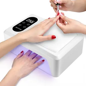 UV LED Nail Lamp with Auto Sensor, Fast Curing Professional Nail Dryer for Gel Nails, Two-Hand Design, 96 LEDs, 4 Timer Settings, UV/LED Light for Salon & Home DIY