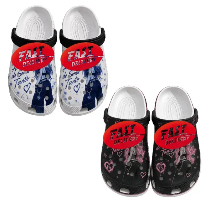 Women's Latin Pop Inspired Clogs - Footwear with No Me Arrepiento Cute Girl Graphic - Garden Shoes for Music Fans