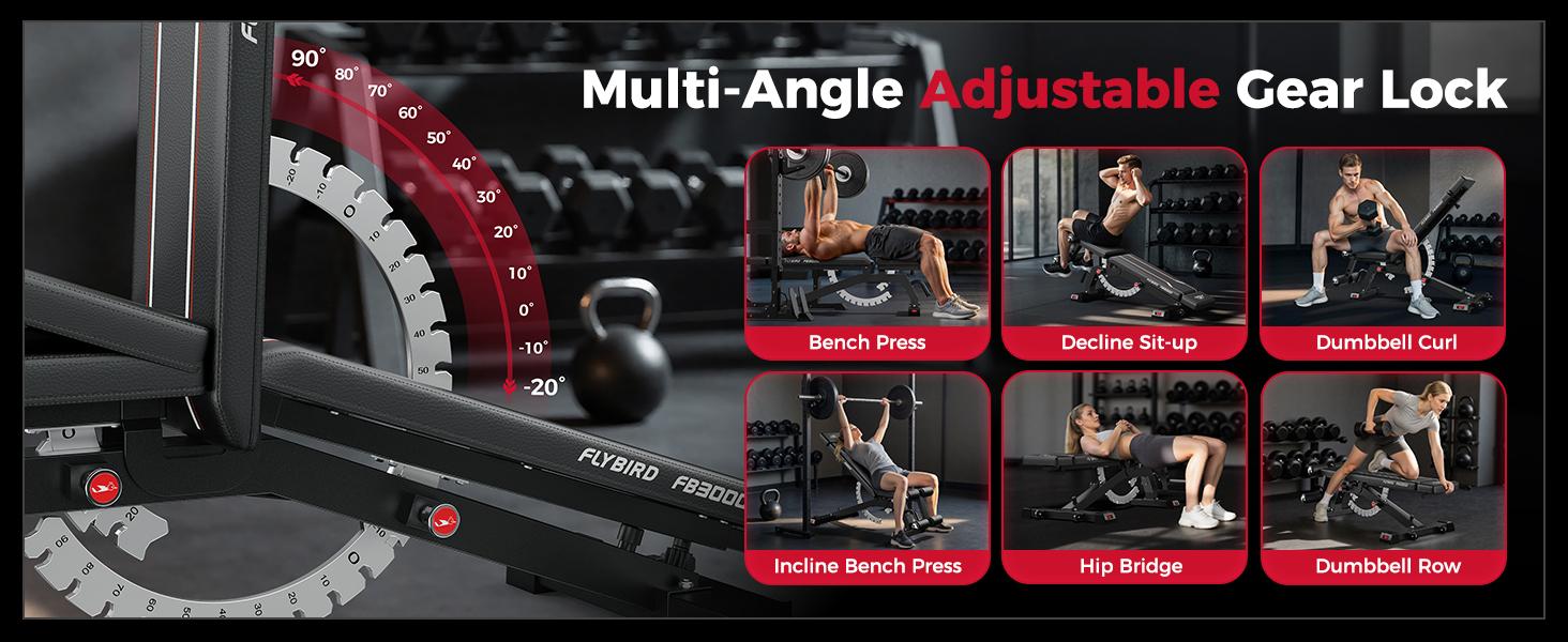FLYBIRD Strength Training Bench for Home Gym, Adjustable Weight Bench can be Folded for Storage/Vertical Storage, Space-Saving Workout Bench#Summervibes summervibes, FLYBIRD Strength Training Bench for Home Gym, Adjustable Weight Bench can be Folded for Storage/Vertical Storage, Space-Saving Workout Bench#Summervibes summervibes,