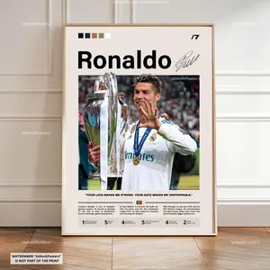 Cristiano Ronaldo Poster, Ballon d'Or Winner, Real Madrid Football Print, Portuguese Football Wall Art, Real Madrid Decor, Ronaldo Football1