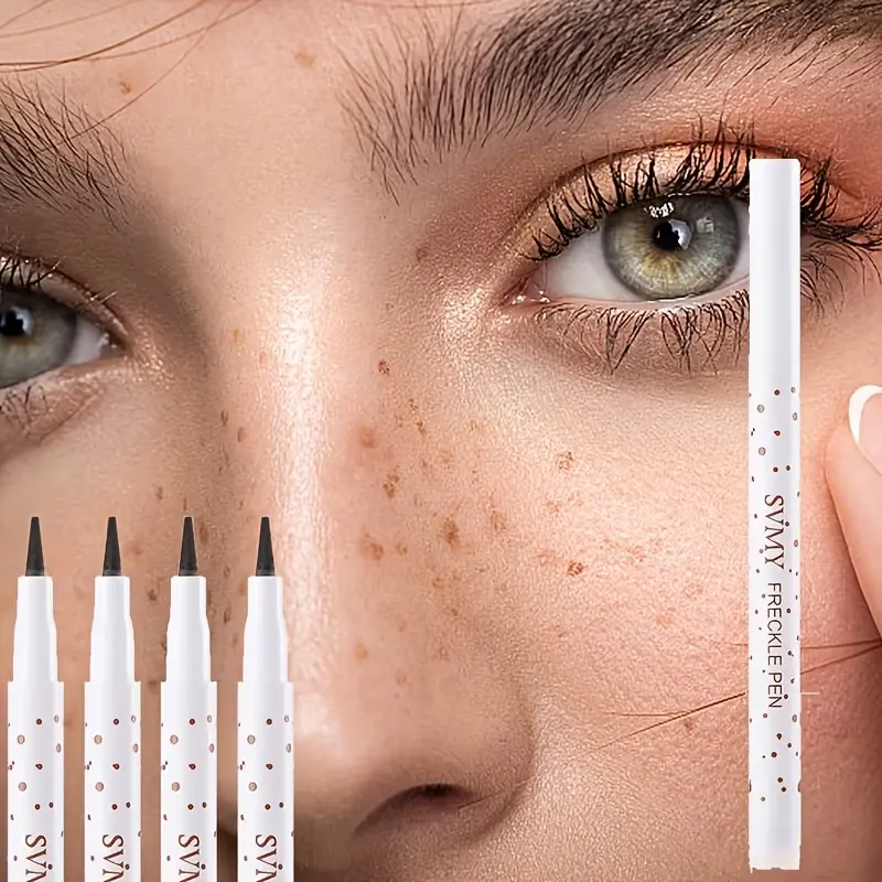 4Pcs Freckle Pens Set Long Lasting Natural Finish Waterproof Sweatproof Dot Freckles Stamp Pencil Fast Drying Smooth Face Spot Pen Easy to Apply Cosmetic