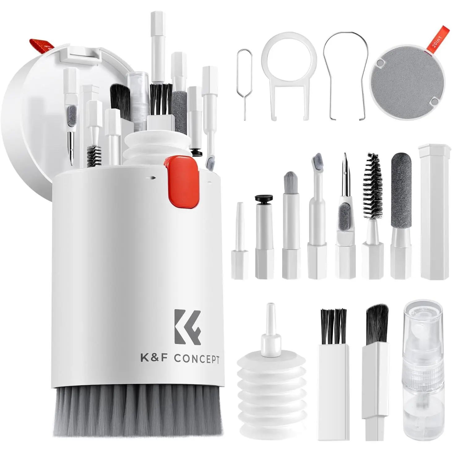 K&F CONCEPT 20-in-1 Keyboard Cleaning Kit, Multifunctional Electronic Device Cleaner with Camera Lens Care, for iPhone, MacBook, Camera Screens