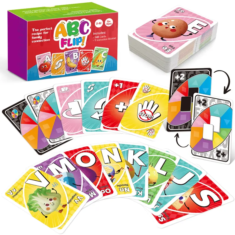 ABC FLIP!  Alphabet Flash Cards, Preschool Homeschool Interactive Activity Vocabulary Flashcards, 148 Double-Sided Symbol-Matching Letter & Color Learning Tool for Kids Ages 4-8,