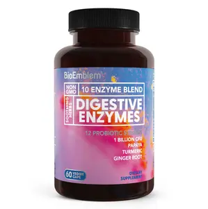 BioEmblem Digestive Enzymes with 12 Probiotic Strains & Herbal Blend – Gut Support & Bloating Relief