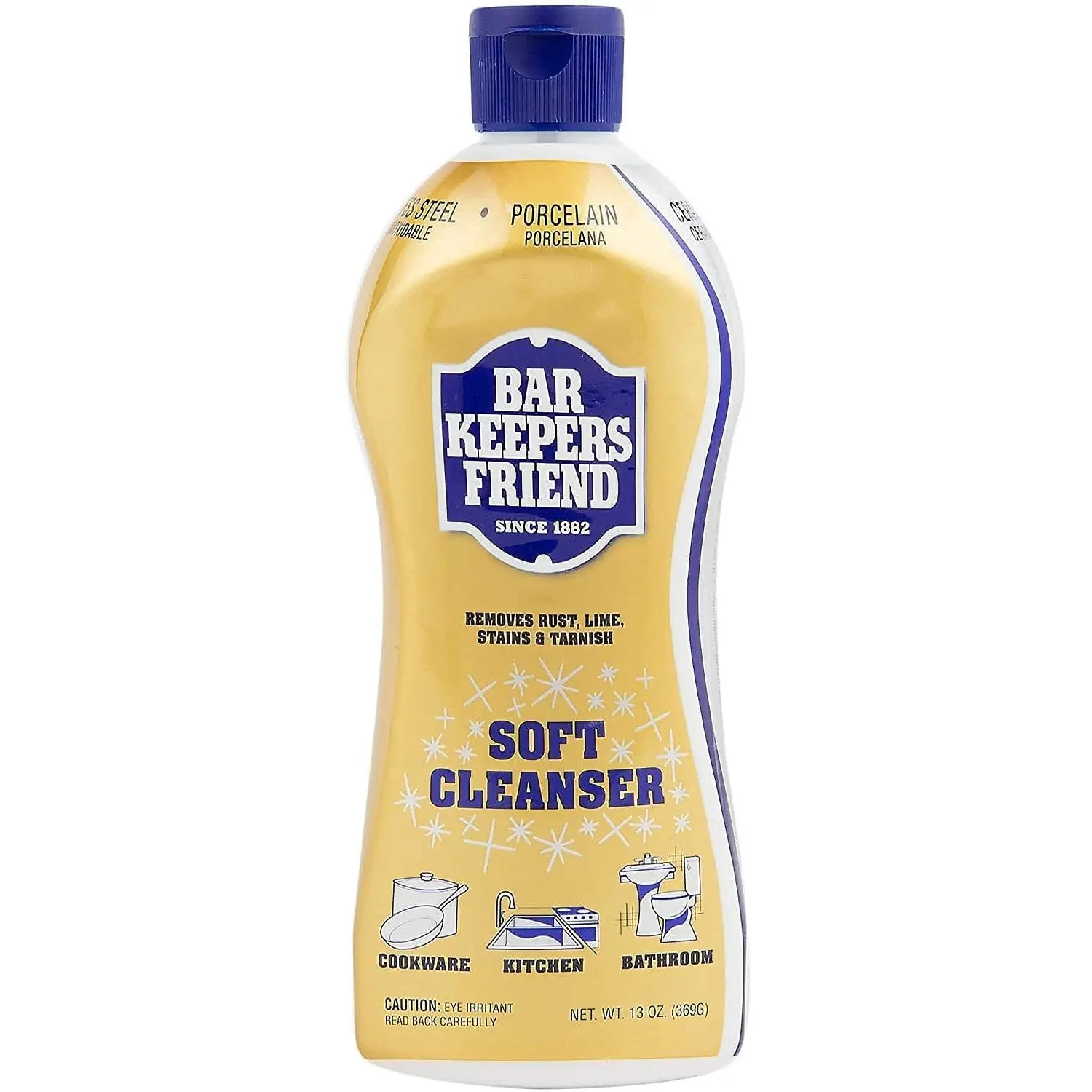 Bar Keepers Friend Soft Premixed Eco-Friendly Liquid Cream Cleaner - 13oz (1 Pack) Home Supplies All-Purpose Cleaning Solution for Stainless Steel, Sinks, Outdoor Surfaces, Oven & Grill