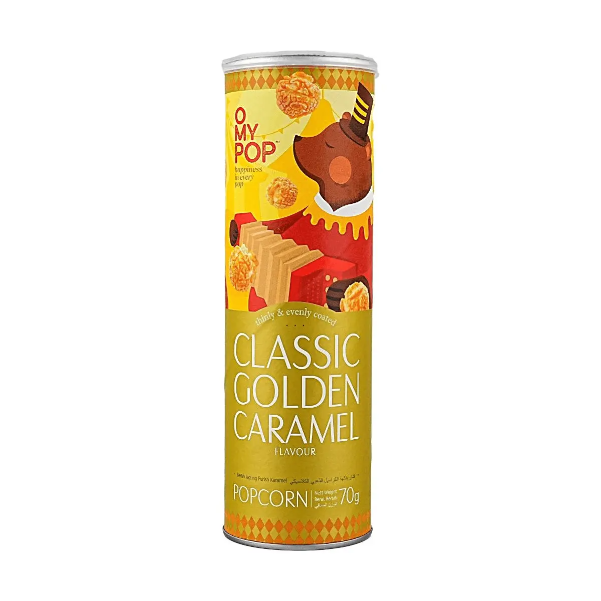 OHMYPOP Malaysian Golden Caramel Popcorn 70g - Crispy Sweet Snack for Parties & Movie Nights