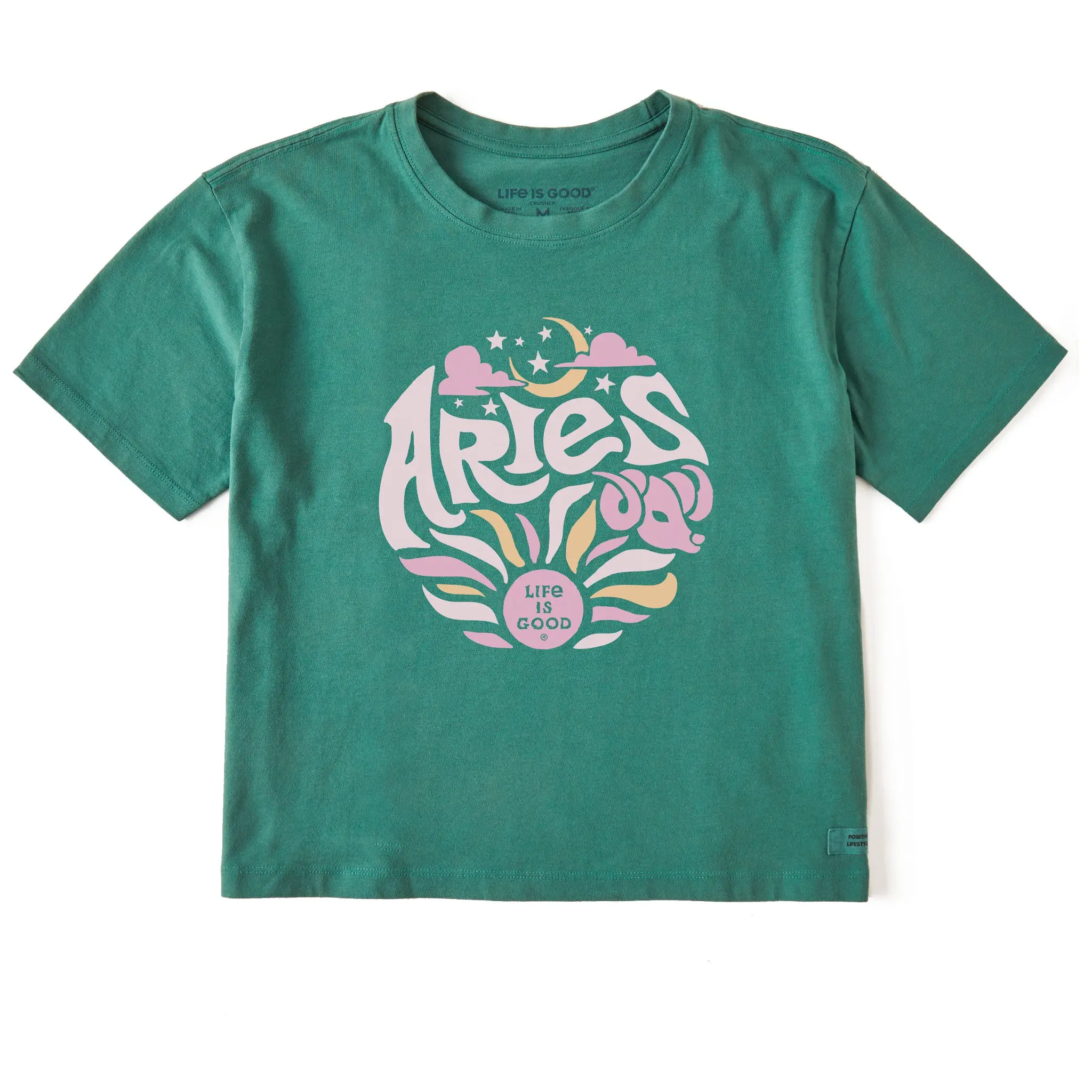 Women's Aries  Zodiac Vibes Short Sleeve Crusher Boxy Tee