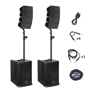 LOTAWAY GWS-044 3600W Powered Line Array PA System with 12" Subwoofers, Professional DJ Sound System with Smart DSP, 8x4" Array Speakers, Bluetooth TWS for Wedding, Church, Gig