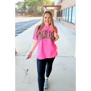 Lulu Mac Camo Logo Tee, Neon Pink