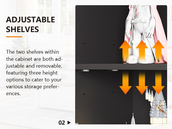 Miu Display Cabinet with Adjustable Shelves, 65" Tall Bookcase with LED Lights/Human Sensor, 5 Tier Display Case for Collectibles Bedroom Living Room Office, Black - Transparent Acrylic Doors Freestanding Kitchen Cupboard Modern Storage Dresser