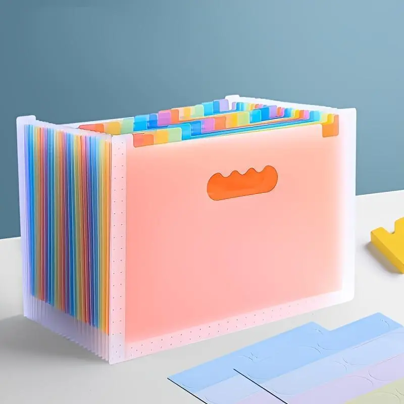 Colorful Standing Document Folder, 1/3/5 Counts 25-layer A4 File Folder, Multi-layer Large Capacity Expanding File Bag, Portable Accordion File Organizer, Office Supplies