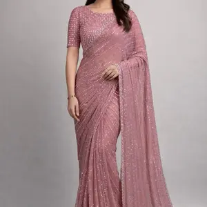 Organic hande made 40 bust size sare pink color