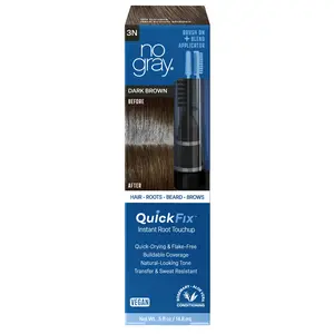 No Gray Quick Fix Instant Root Touch-Up, Temporary Gray Coverage Wand for Hair, Beard & Brows, Black orDark Brown
