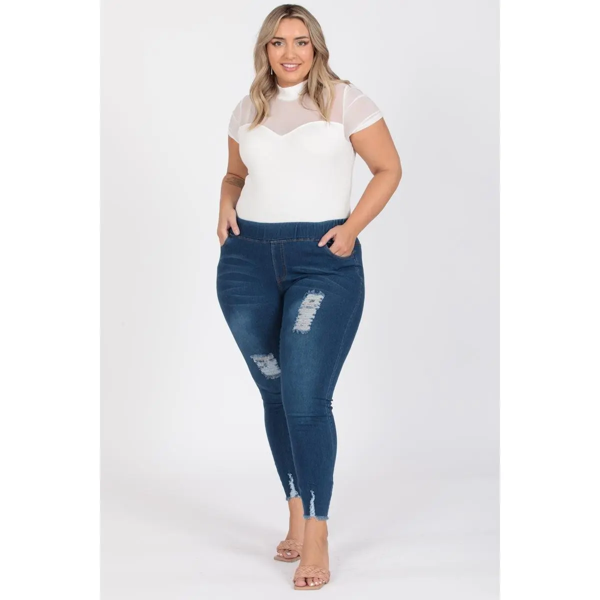 Plus Size Mid-rise Denim Jeggings pants