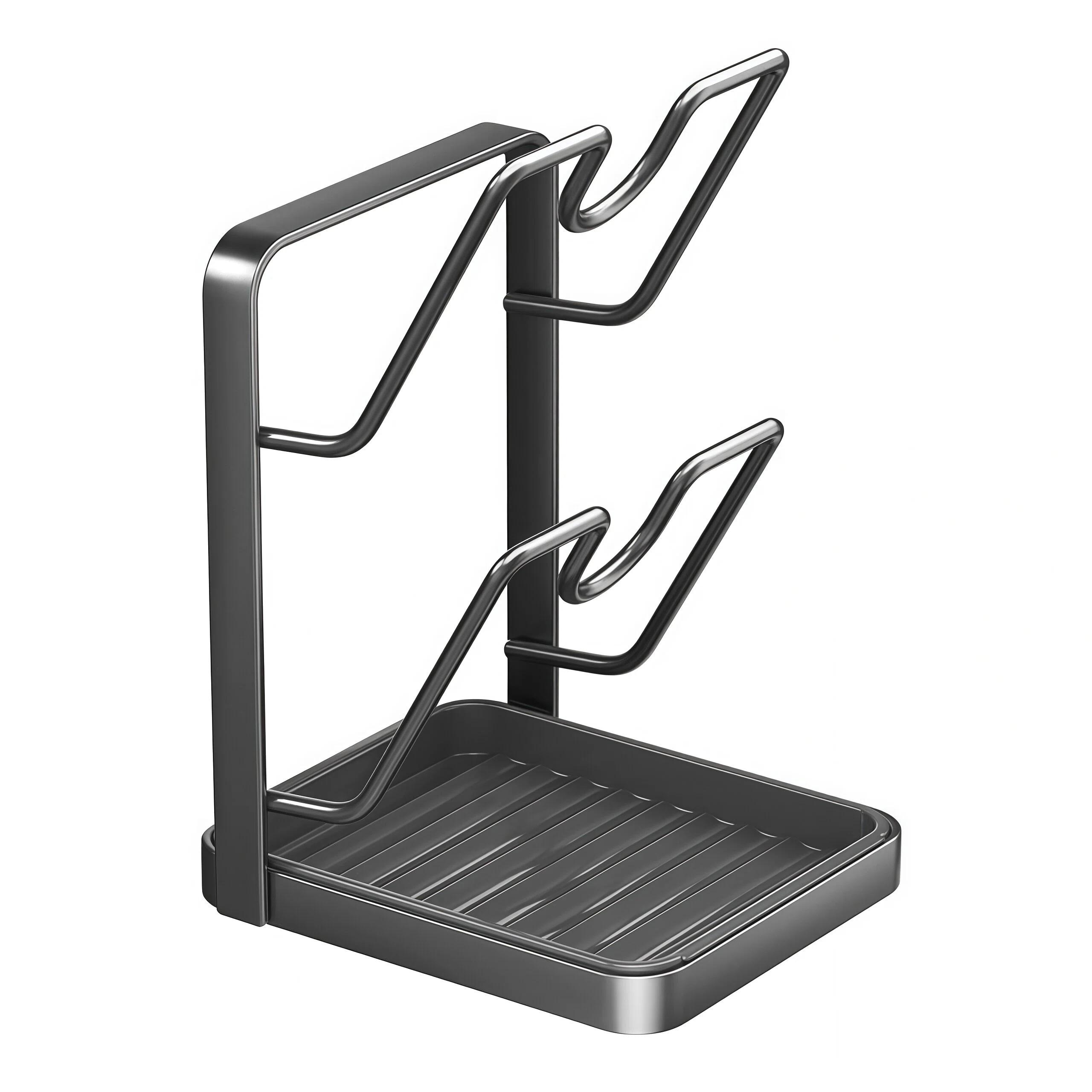 JointlyCreating Multi-Functional Kitchen Organizer Rack Holds Lids Cutting Boards Non-Slip Durable Double Layer