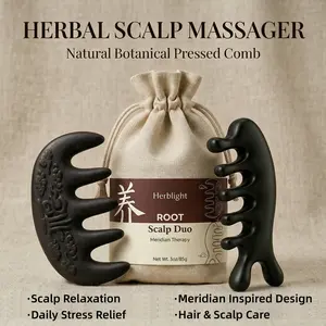 Scalp Massage Comb Set, Herbal Aroma Head Massager, Botanical Pressed Comb, Meridian Inspired Scalp Care Tool, Handcrafted Herbal Comb