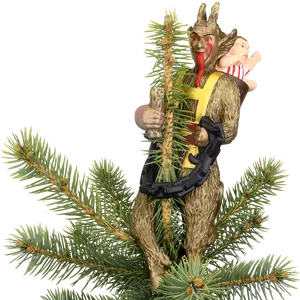 Creepy Krampus 10 in Hand-Painted Christmas Tree Topper - Unique Handmade Christmas Tacky for Festive or Scary Occasions - Halloween indoor spooky home decor props