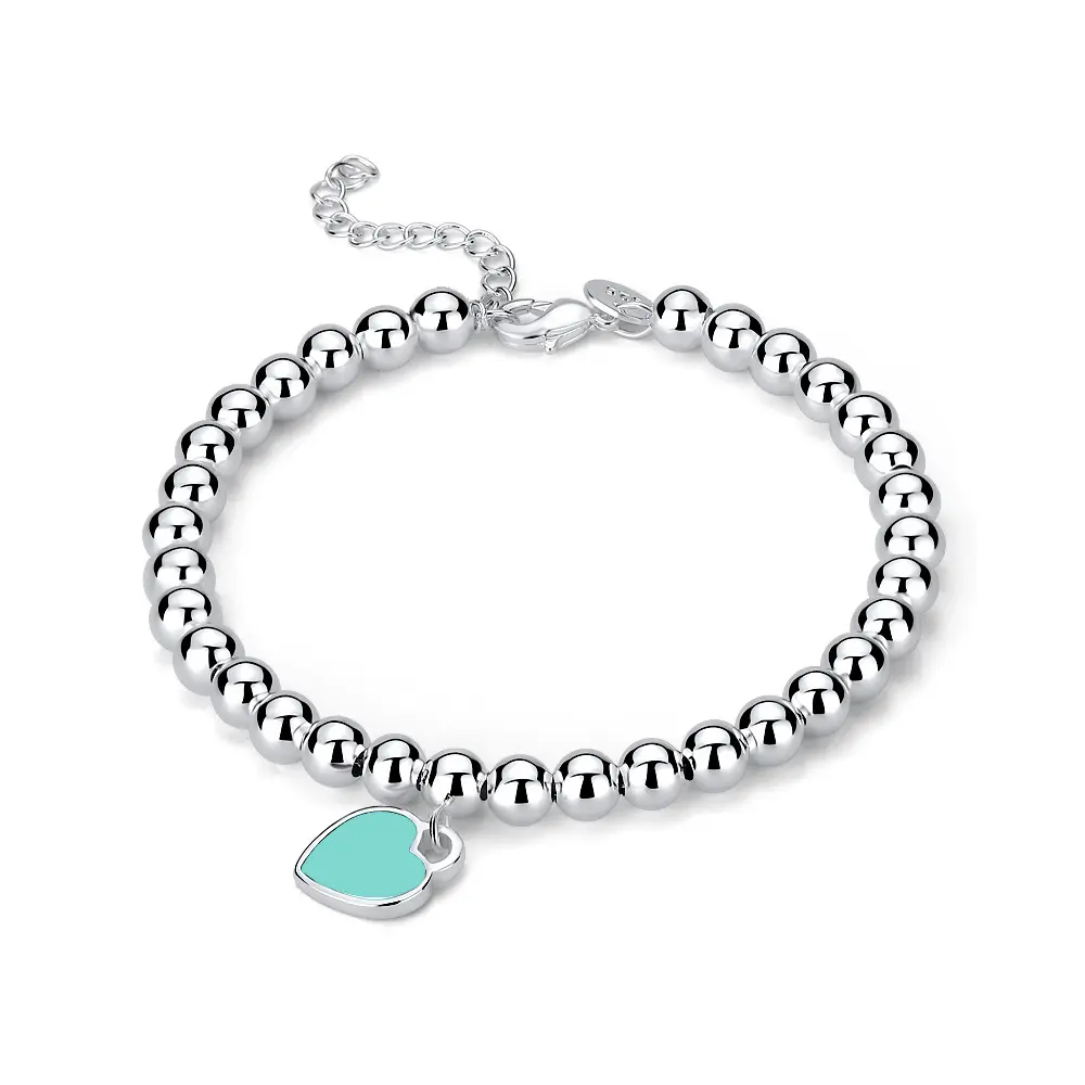 LEYEHOPE Women's Blue Enamel Heart Bracelet, Adjustable Stainless Steel Chain, Delicate Arm Candy Jewelry Gift, Heart Bracelets, Gifts For Women, Bracelet Jewelry
