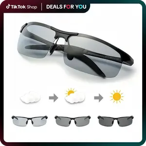 Paleshy Smart-Tint Sunglasses | Oversized Square Frame | 2-in-1 Day & Night | Polarized UV400 | Trendy Unisex Accessory