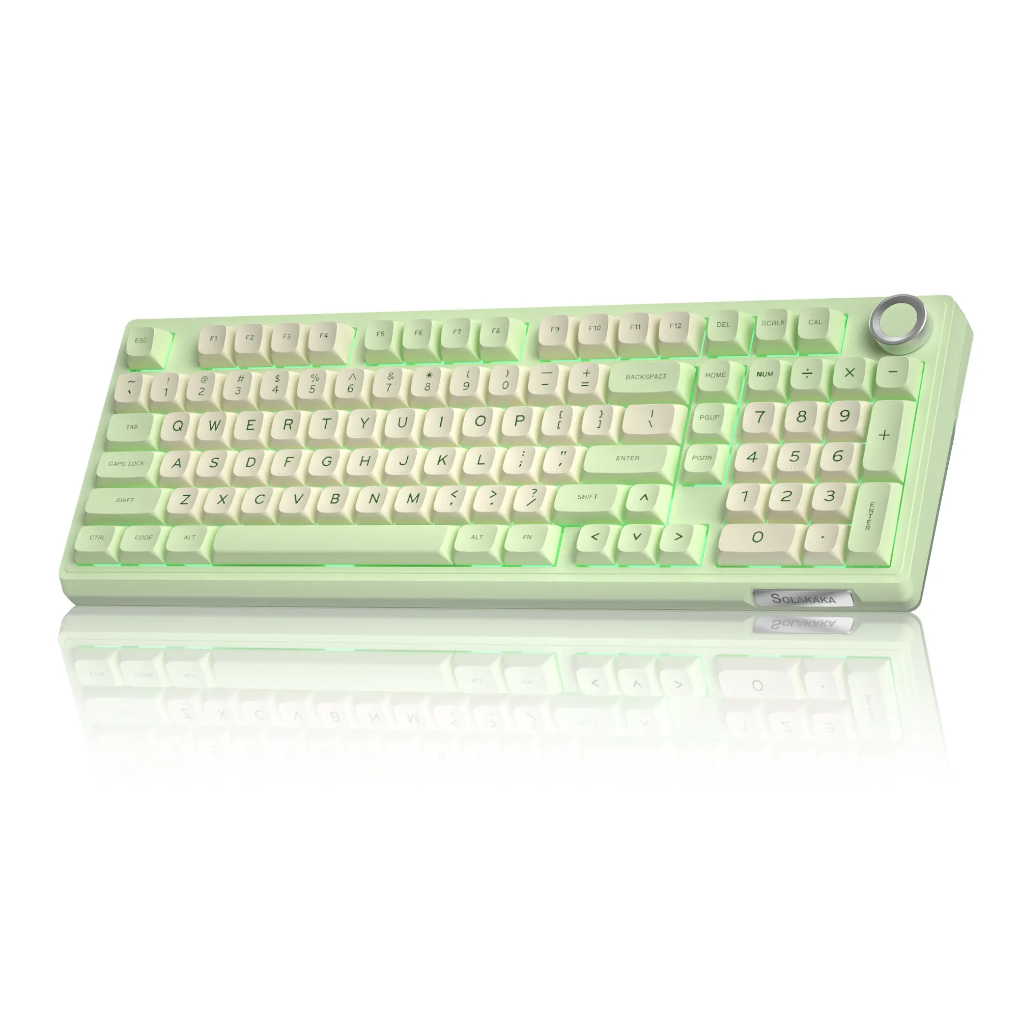 SOLAKAKA KI99 Pro Silent Wireless Mechanical Keyboard with Silent Switches, 96% Hot Swappable Gasket Mount, RGB Backlit, 10000mAh Built-in Li-ion Battery Cells, PBT Keycaps, Volume Knob, Customizable Software, Win/Mac Compatible, Avocado Green, Batteries,
