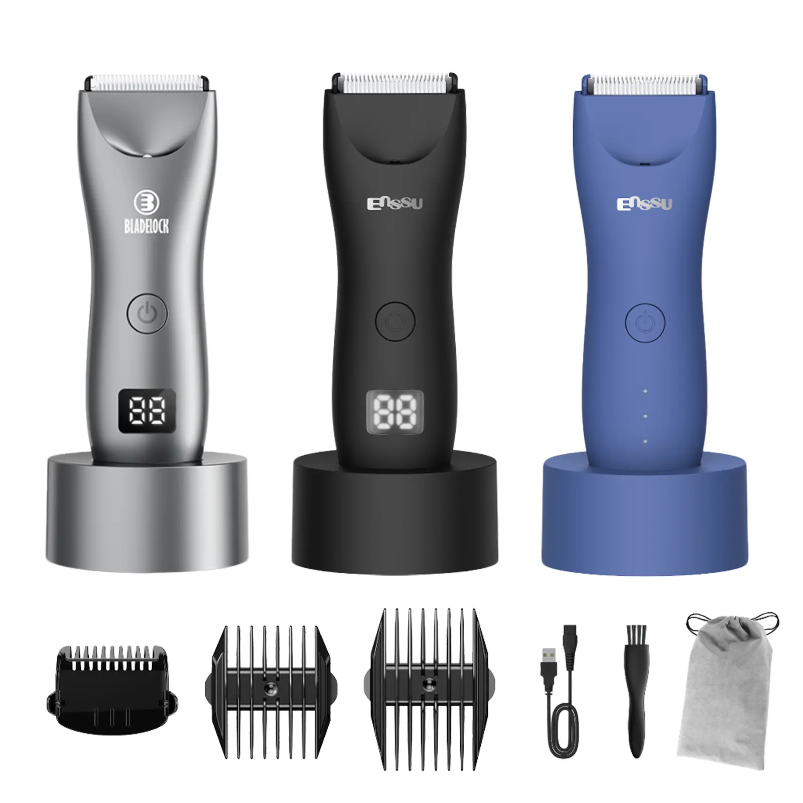 Adult Body Hair Clippers electric shave  waterproof USB Rechargeable for  men black hair trimmer Hair Grooming Kit
