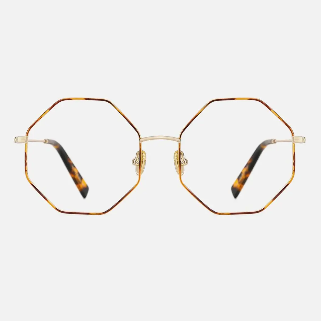 「TIJN-Dopamine-Duncan」 Metal Glasses for Women Octagon Slim Line Structure Full Rim Unisex Style Eyeglasses
