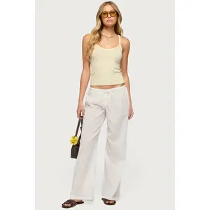 Embroidered Polka Dot Sheer Cotton Pants Embroidered Polka Dot Sheer Cotton Pants