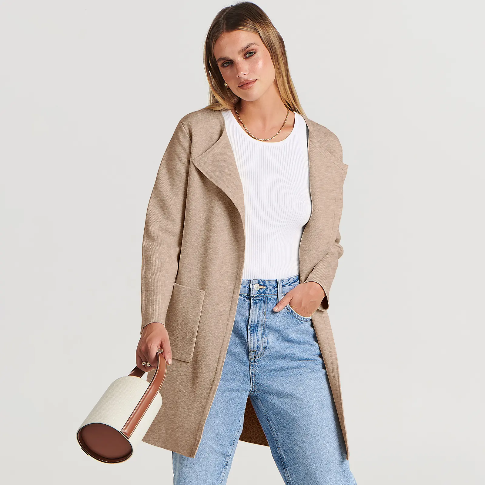 ANRABESS Women's Open Front Knit Lightweight Cardigan Casual Long Coatigan Sweater Lady Jacket Coat 2026 Fall Outerwear cardigan sweater Cute Day